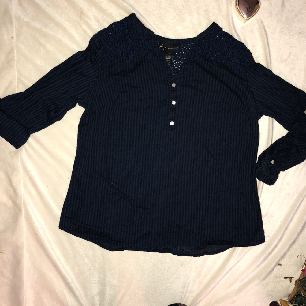 LB eyelet and seersucker top